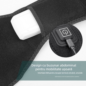 Bandă de talie încălzită cu USB, trei niveluri reglabile, bandă de încălzire electrică pentru bărbați și femei, controlul temperaturii pentru talie și abdomen