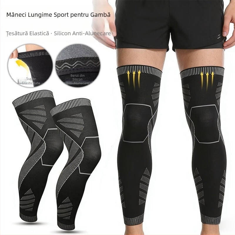 Genunchiere tricotate lungi pentru sport - protecție din nylon pentru alergare, baschet, drumeții și ciclism