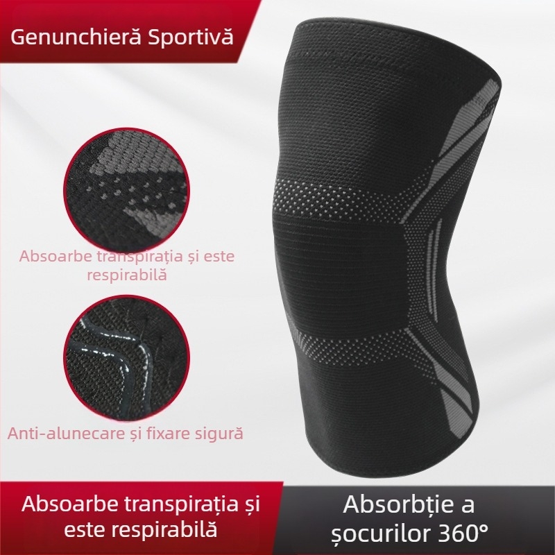 Genunchiere sportive din nailon tricotat, absorbante de umezeală, respirabile, antiderapante, pentru baschet, badminton și fitness