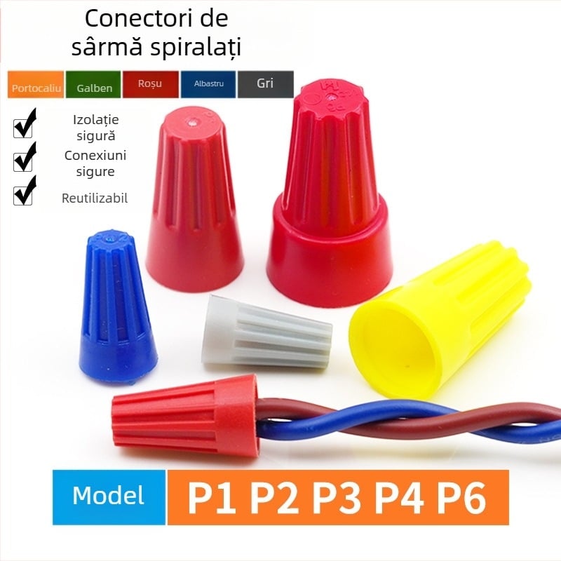 Capă spiral de sertizare, conector de fir cu terminal cu arc, bloc terminal rotativ P1/P2/P3/P4/P6