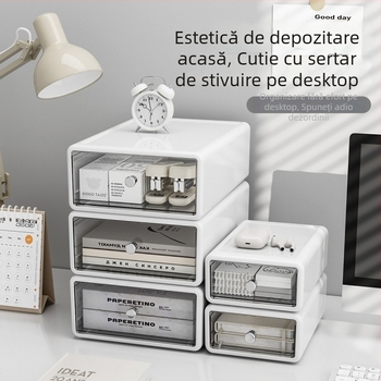 Cutie de depozitare pe birou cu sertare pentru cosmetic, bijuterii și papetărie