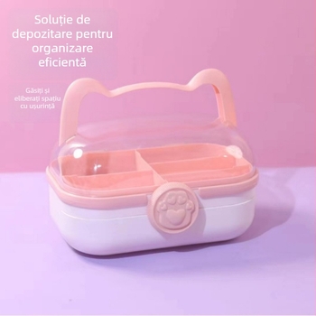 Cutie de depozitare pentru cosmetice cu labă de pisică, organizator de birou, 2 compartimente, capac basculant