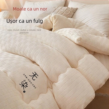 Cuvertură de iarnă groasă din bumbac, husă albă texturată, pentru toate anotimpurile