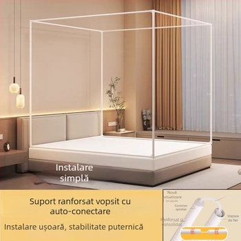 Ramă pentru plase de țânțari pentru pat, set complet cu suport anti-cădere, tijă de susținere îngroșată, 1,8 m, pentru uz casnic; tijă vândută separat