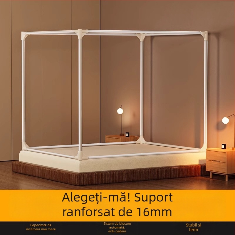 Ramă pentru plase de țânțari pentru pat, set complet cu suport anti-cădere, tijă de susținere îngroșată, 1,8 m, pentru uz casnic; tijă vândută separat