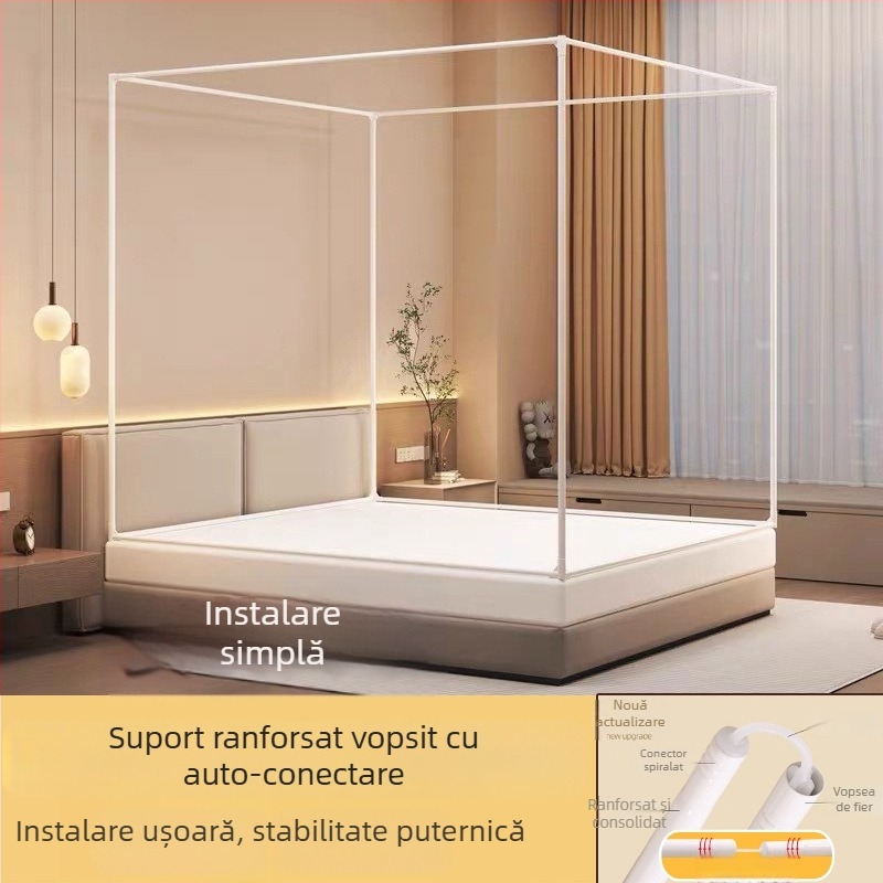 Ramă pentru plase de țânțari pentru pat, set complet cu suport anti-cădere, tijă de susținere îngroșată, 1,8 m, pentru uz casnic; tijă vândută separat