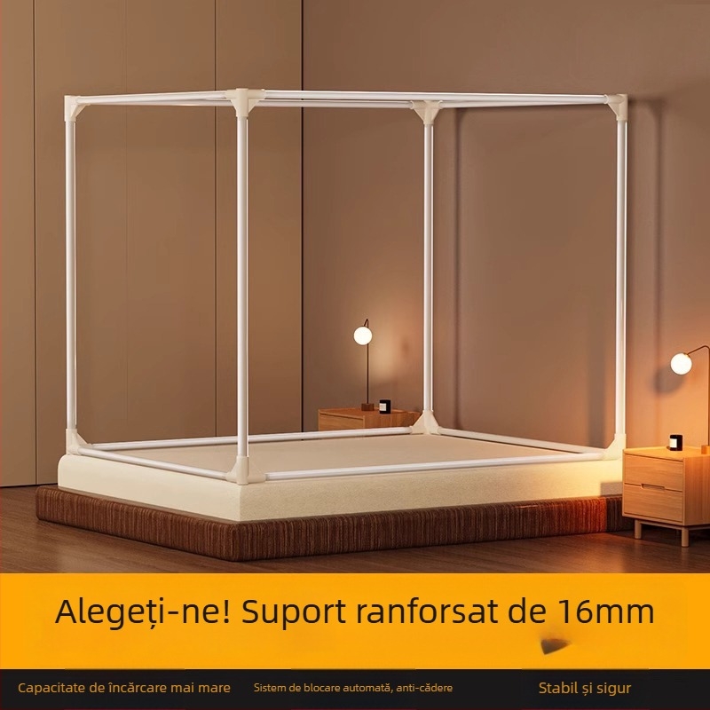 Ramă pentru plase de țânțari pentru pat, set complet cu suport anti-cădere, tijă de susținere îngroșată, 1,8 m, pentru uz casnic; tijă vândută separat