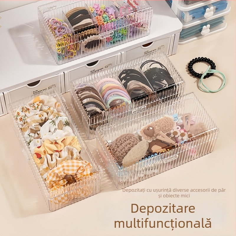 Cutie de depozitare pentru accesorii de păr pentru fete cu capac, capacitate mare, compartimente pentru agrafe, elastice și bentițe
