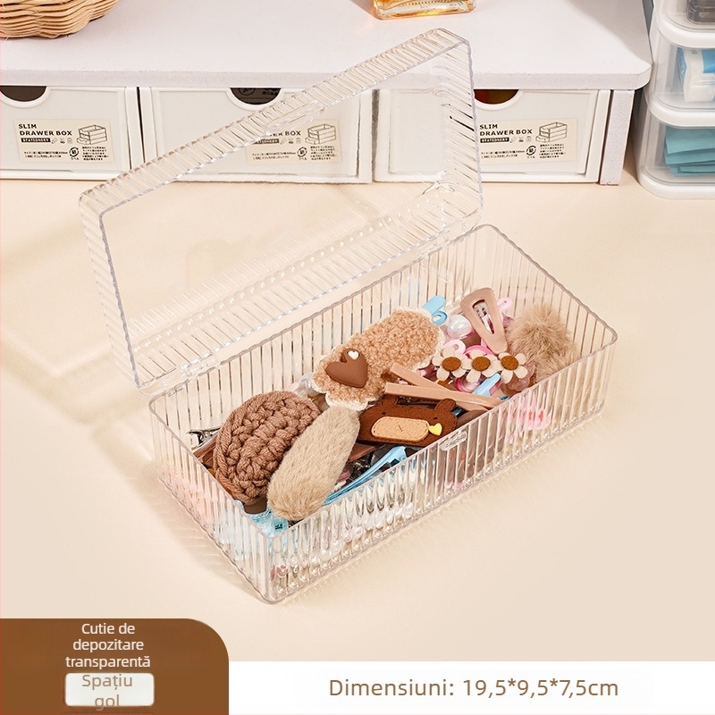 Cutie de depozitare pentru accesorii de păr pentru fete cu capac, capacitate mare, compartimente pentru agrafe, elastice și bentițe