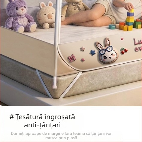 Plasă de țânțari în stil jurta mongolă pentru pat, 2026 nou model, țesătură desen animat, instalare ușoară