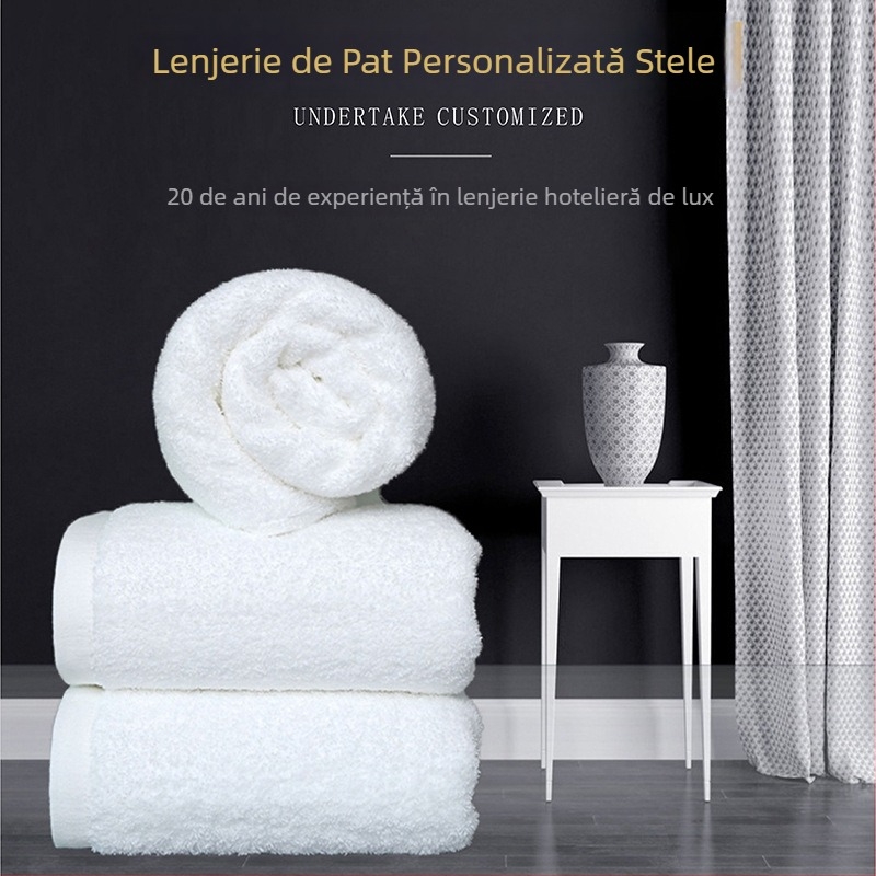 Prosop de hotel personalizat de cinci stele, alb, gros și absorbant, cu logo brodat, din bumbac 100%, pentru hoteluri, saloane de înfrumusețare și pensiuni