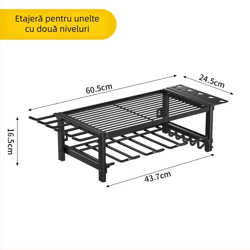 Raft de bucătărie multifuncțional pentru depozitare, raft de uscare a vaselor cu mai multe niveluri și raft pentru condimente