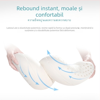 Pernă de gât în formă de U din latex natural, pentru somn scurt, călătorii și zbor, pentru adulți