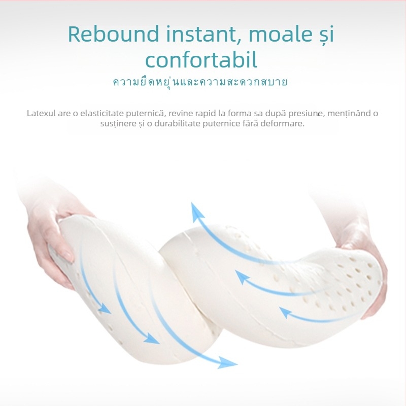 Pernă de gât în formă de U din latex natural, pentru somn scurt, călătorii și zbor, pentru adulți