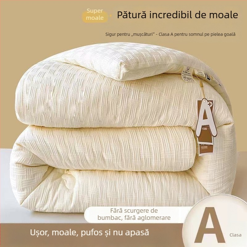 Cuvertură din fibre de soia pentru toate cele patru anotimpuri, groasă pentru căldură în iarnă, răcoare vara, potrivită pentru cămin studențesc, pat dublu