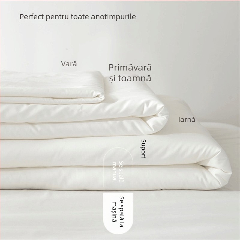 Pătură din bumbac de clasă A, pentru toate sezoanele, ușoară vara, caldă iarna, umplutură microfibră, țesătură satinată