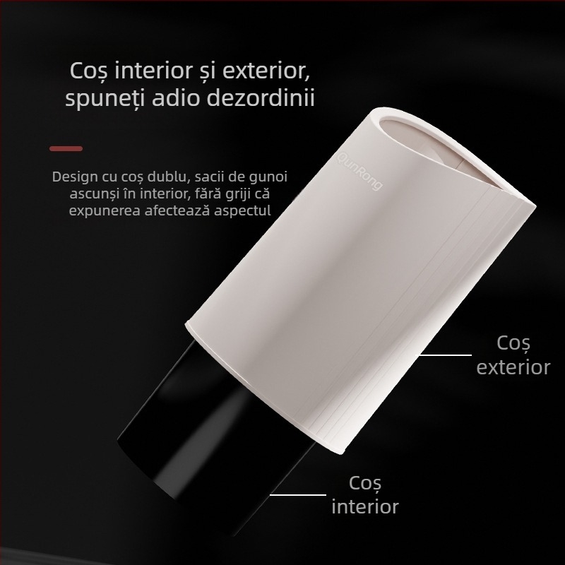 Coș de gunoi din plastic cu dublu strat, 12 L, deschis, pentru bucătărie și baie, design premium