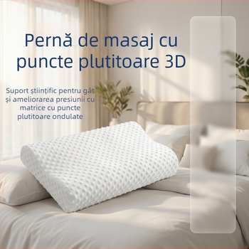 Yinwei Wave pernă pentru gât din spumă cu memorie, presiune zero, somn profund, înălțime reglabilă 5–10 cm, făcută manual, nucleu dreptunghiular, umplere PU