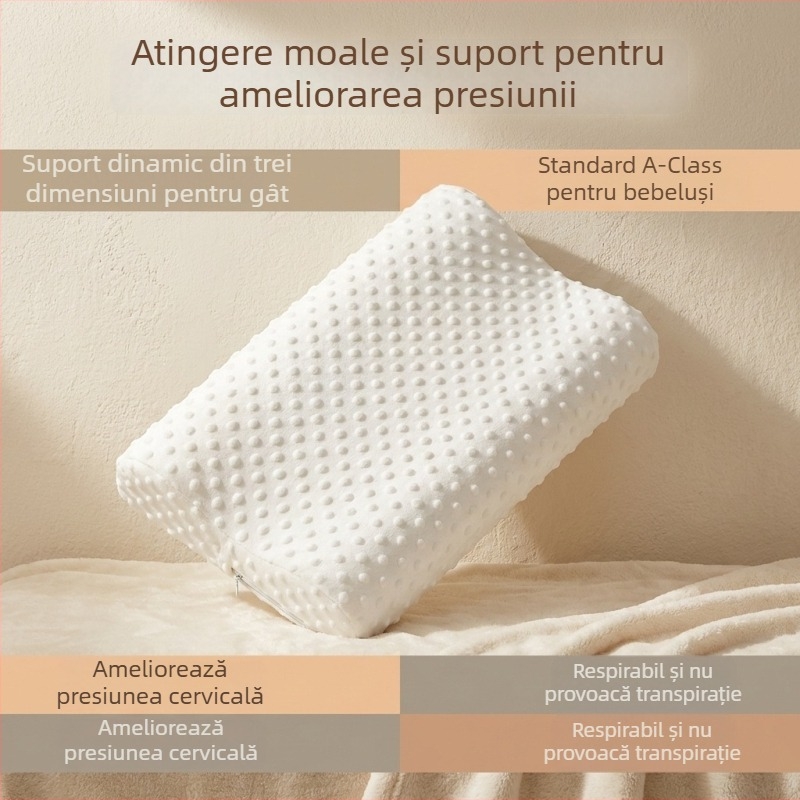 Yinwei Wave pernă pentru gât din spumă cu memorie, presiune zero, somn profund, înălțime reglabilă 5–10 cm, făcută manual, nucleu dreptunghiular, umplere PU