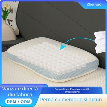 Perna antialergică cu arc Pro pentru somn pe o parte, suport cervical, pernă din spumă cu memorie
