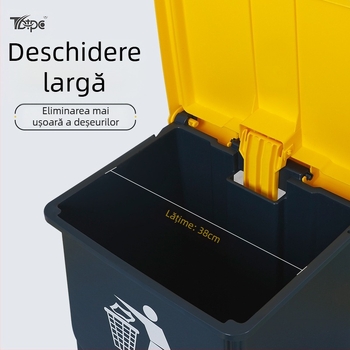 Coș de gunoi cu pedală, 50 L, capac, sortare de deșeuri, capacitate mare, pentru casă, spații comerciale, bucătării, birouri, exterior