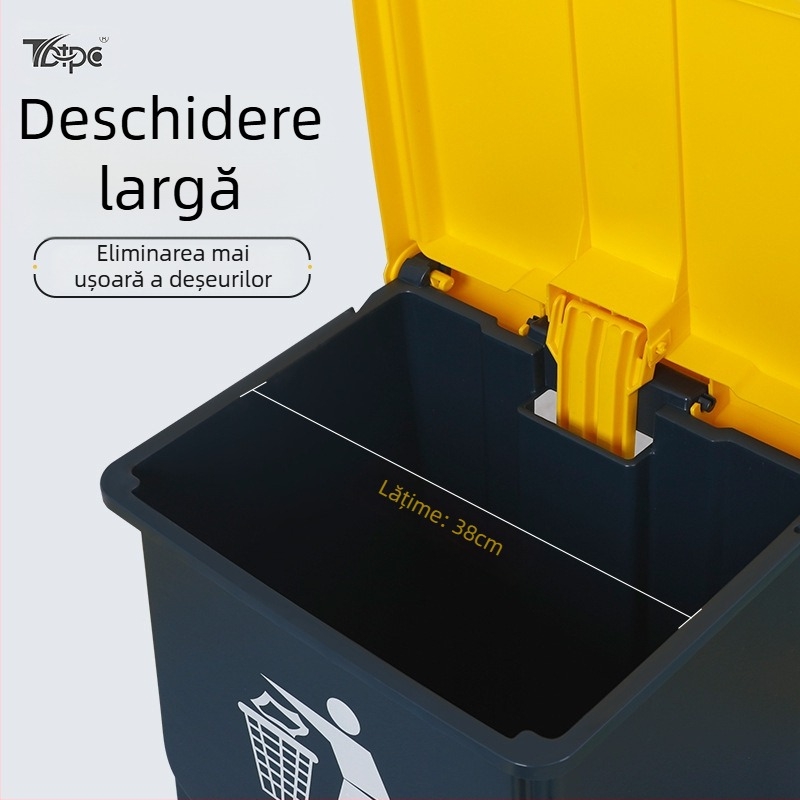 Coș de gunoi cu pedală, 50 L, capac, sortare de deșeuri, capacitate mare, pentru casă, spații comerciale, bucătării, birouri, exterior