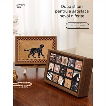 Cutie de bijuterii din lemn pentru inele, brățări și cercei; elegantă, cu spațiu de depozitare, protecție împotriva prafului și oxidării.