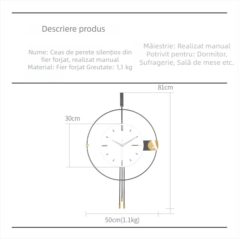 Ceas de perete artistic atmosferic pentru living, model 2025, design minimalist, utilizare casnică, ceas decorativ modern, lux discret