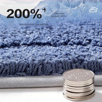 Covoraș dreptunghiular pentru baie, absorbant, cu velur flokat, anti-derapant, îngroșat, model curcubeu, din poliester