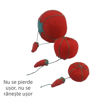 Pernuță pentru ace în formă de roșie, lucrată manual, pentru broderie cu mărgele