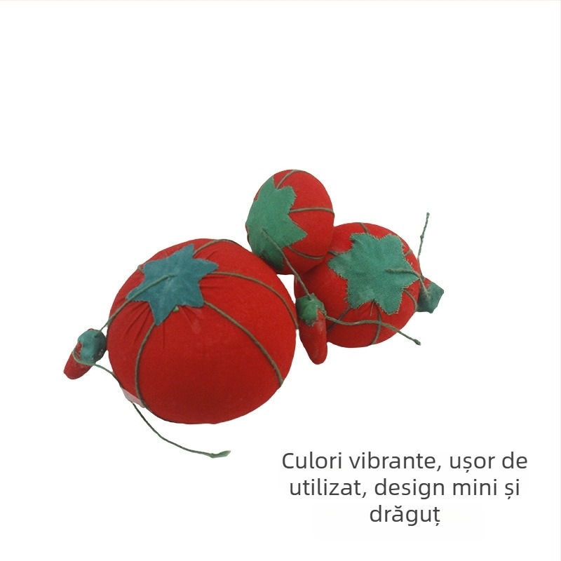 Pernuță pentru ace în formă de roșie, lucrată manual, pentru broderie cu mărgele