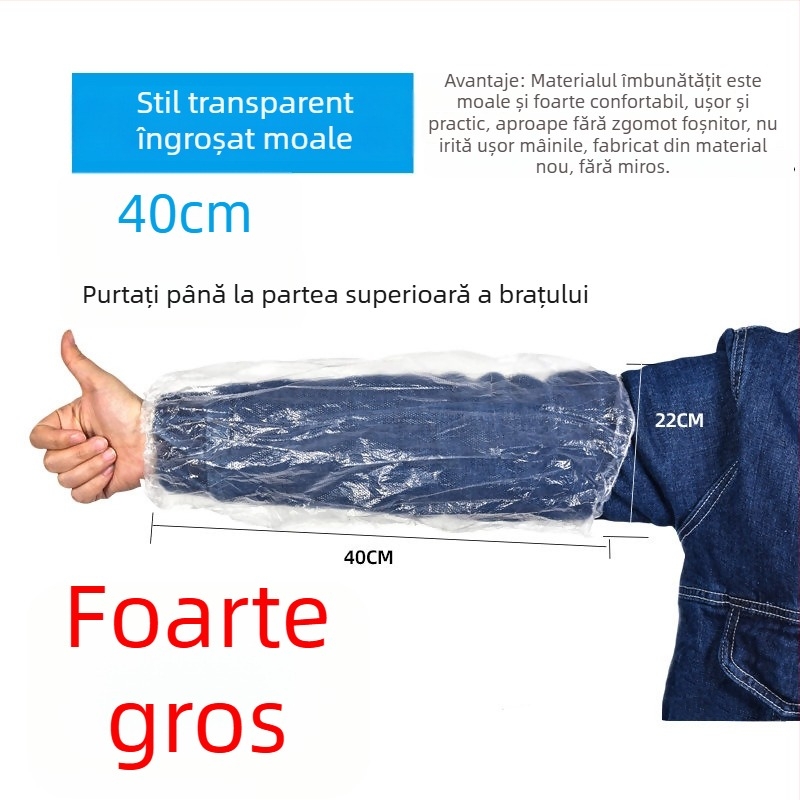Manșete transparente de unică folosință, impermeabile și rezistente la uleiuri, din plastic gros, mărime universală, pentru femei la serviciu în toamnă și iarnă
