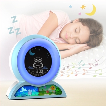 Ceas deșteptător pentru copii, cu funcții de antrenament pentru somn, ceas digital de birou, zgomot alb, alarmă dublă