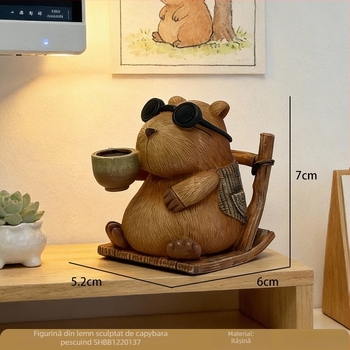 Capybara creativă, animal drăguț, figură decorativă de birou din rășină pictată manual, cadou cu aer premium