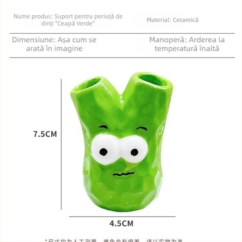 Suport pentru periile de dinți în formă de ceapă verde, ornament decorativ din rășină pentru birou