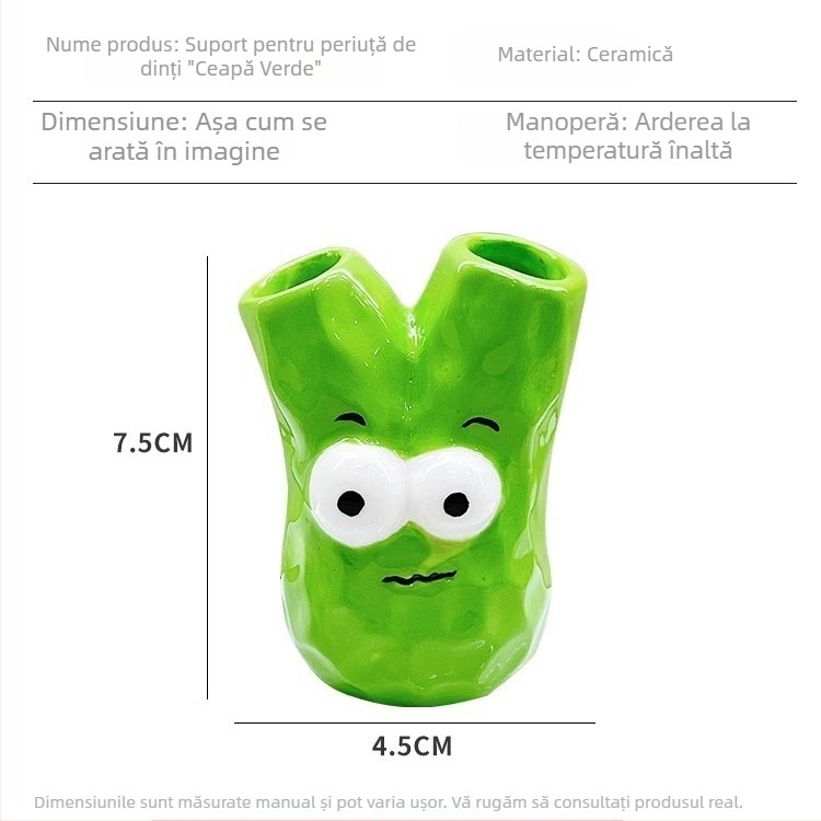 Suport pentru periile de dinți în formă de ceapă verde, ornament decorativ din rășină pentru birou