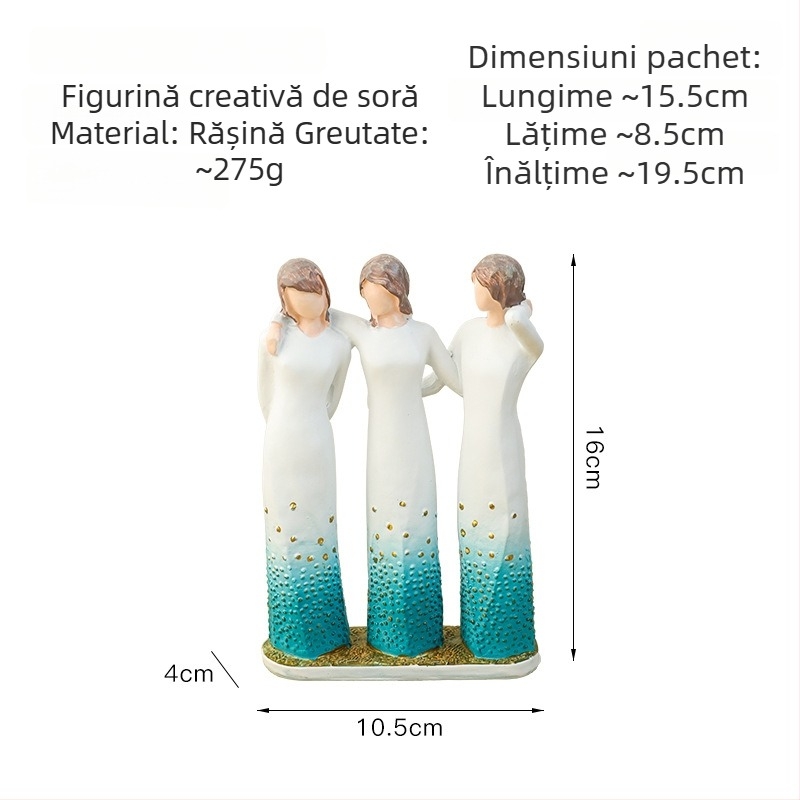 Figurină din rășină Trei Surori pentru decorul casei, hol și masă de dining