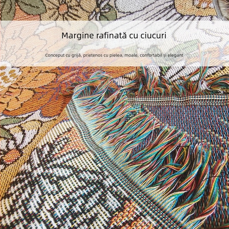 Pătură de canapea cu model geometric, rezistentă la pete, pentru toate sezoanele, poliester-cotton, 800–999 g