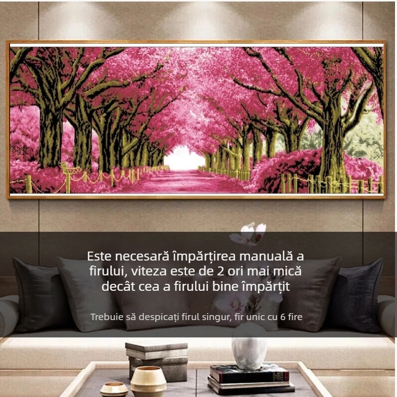 Peisaj pădure mov, broderie cu cruce, kit broderie cu fire, 2026 model nou, lucrat manual, stil modern minimalist, dimensiune mare