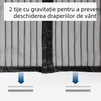 Curtă de ușă anti-țânțari din poliester cu dungi imprimate; pentru living, bucătărie și dormitor; perdea din plasă moale