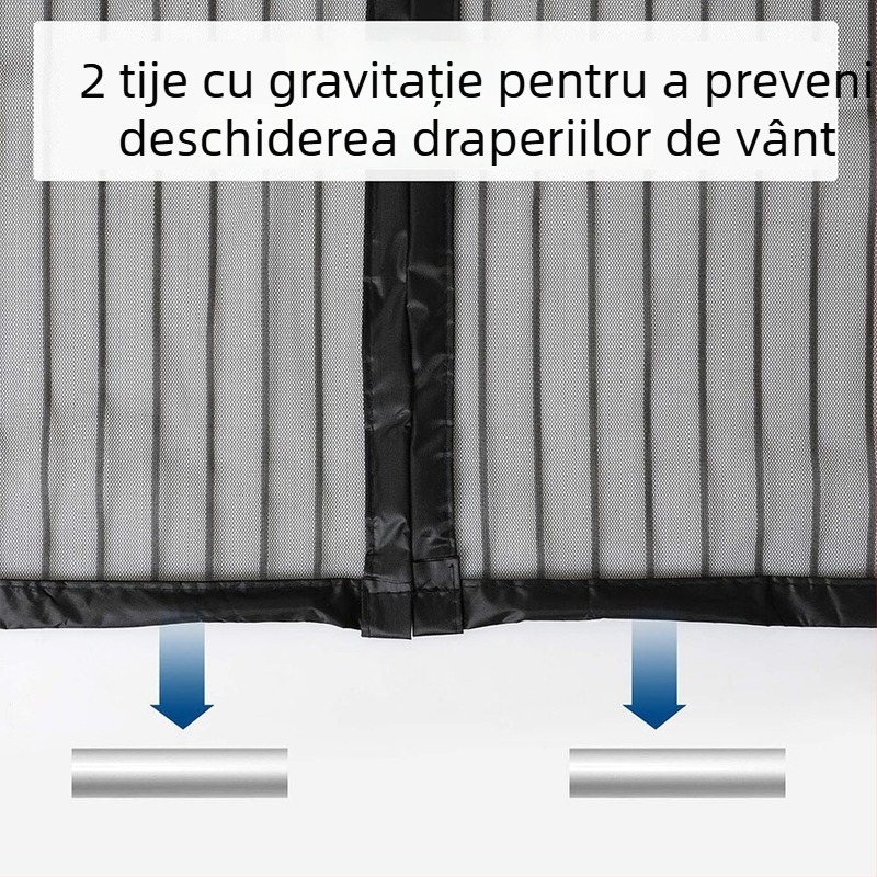 Curtă de ușă anti-țânțari din poliester cu dungi imprimate; pentru living, bucătărie și dormitor; perdea din plasă moale
