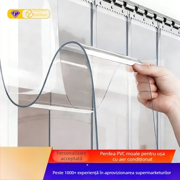 Cortină de ușă transparentă, PVC întărit, pentru magazine și ateliere, rezistentă la vânt și praf, cortină de separare pentru toate sezoanele
