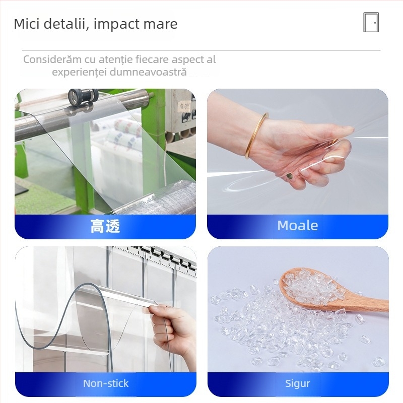 Cortină de ușă transparentă, PVC întărit, pentru magazine și ateliere, rezistentă la vânt și praf, cortină de separare pentru toate sezoanele