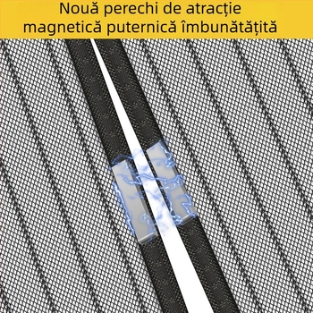 Perdea de ușă din plasă magnetică, moale, cu model în dung followed, anti-țânțari, închidere magnetică autoadezivă