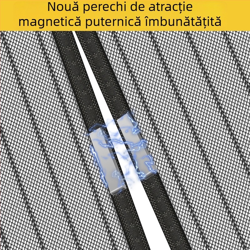 Perdea de ușă din plasă magnetică, moale, cu model în dung followed, anti-țânțari, închidere magnetică autoadezivă