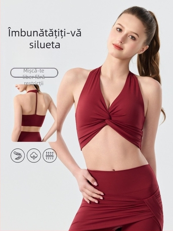 Bustier sport all-in-one pentru fitness, cu protecție la șocuri, potrivit pentru pilates și yoga