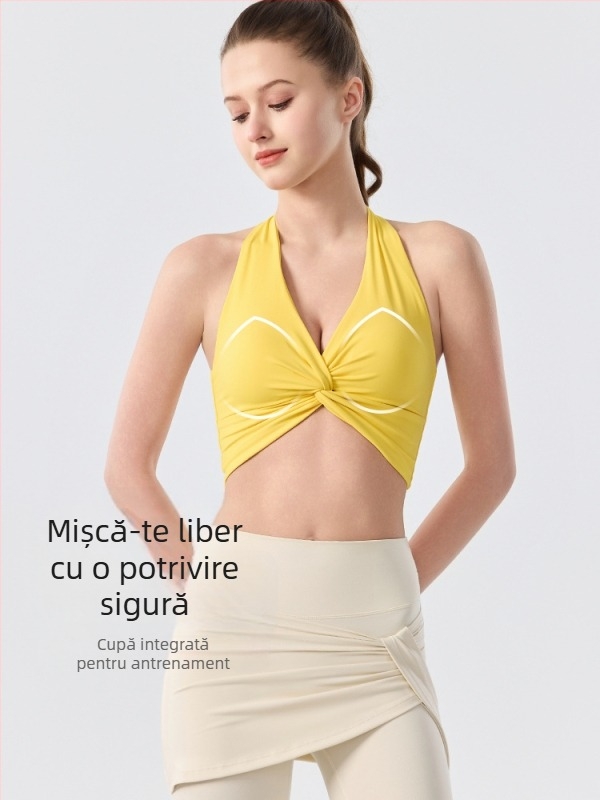 Bustier sport all-in-one pentru fitness, cu protecție la șocuri, potrivit pentru pilates și yoga