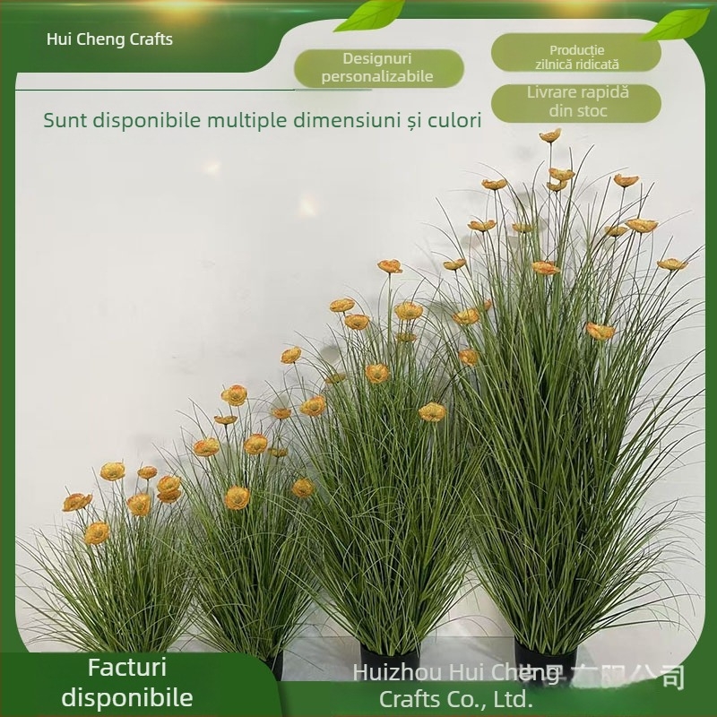 Floare de floarea soarelui artificială în ghiveci, decor de podea pentru sufragerie și vitrine de magazin de haine; plantă artificială, floare decorativă; decorațiuni de Crăciun.