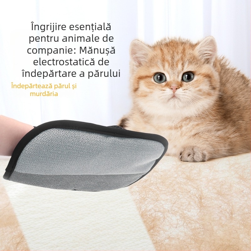 Mănuși electrostatice pentru îndepărtarea părului, cinci degete, cu două fețe, întărite, pentru pisici și câini, unelte de îngrijire a animalelor de companie