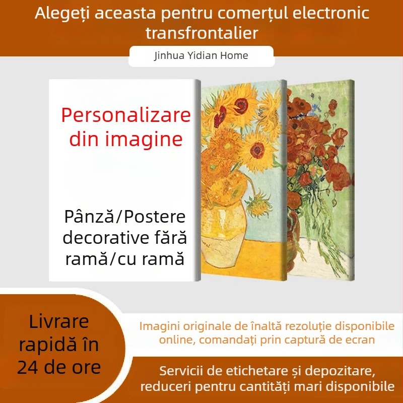 Operă de artă murală pe pânză, minimalist modern, fără ramă, panou unic, peisaj litoral, pictură abstractă și caligrafie